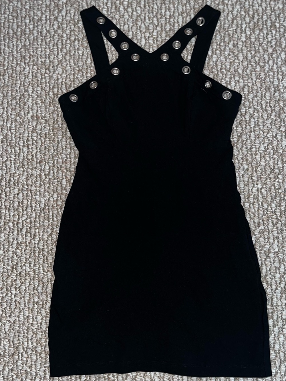 Black Grommet-Detail Bodycon Dress